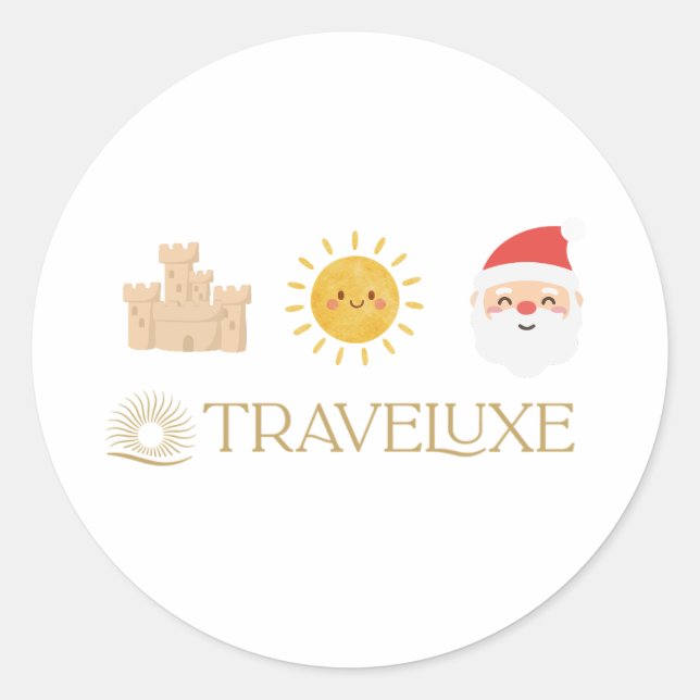 Sand Sun and Santa Classic Round Sticker (Front)
