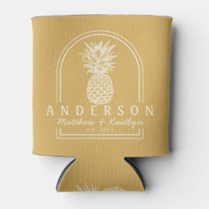 Sand Sunrise Pineapple Wedding Arch & Name Can Cooler
