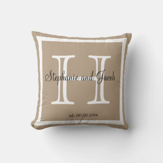 Sand tan taupe custom Wedding keepsake pillow