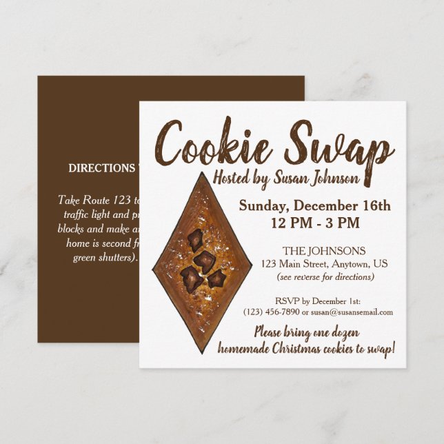 Sand Tart Christmas Cookie Swap Party Bake Sale Invitation (Front/Back)