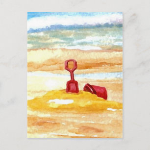 Sand Toys - Sand Castle Building on the Beach Postcard
