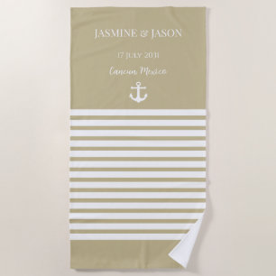 Sand White Personalised Destination Wedding Favour Beach Towel