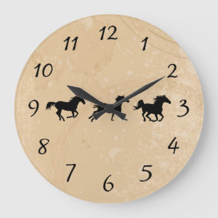 Sand Wild Horses Large Clock