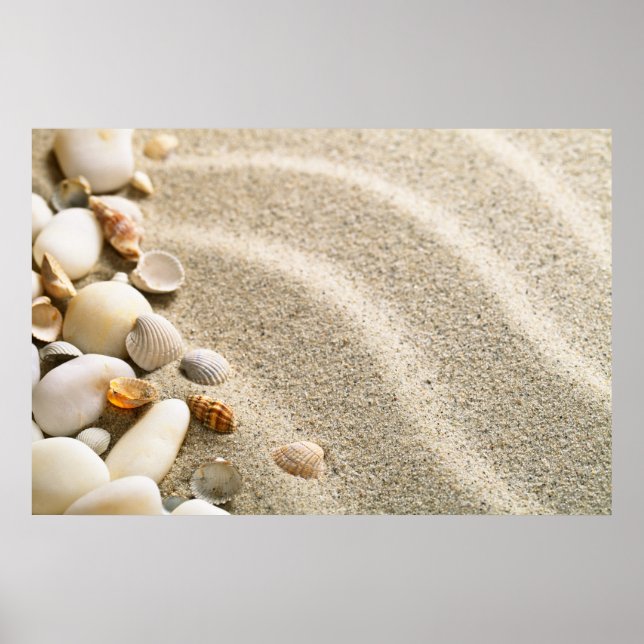 Sand With Shells And Stones. Beach Composition Poster (Front)