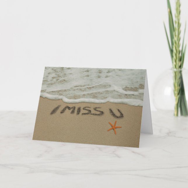 Sand Writing I Miss You at the Beach Card (Front)