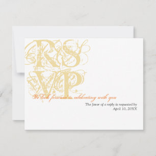 Sand yellow grunge wedding enclosure RSVP response