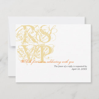 Sand yellow grunge wedding enclosure RSVP response