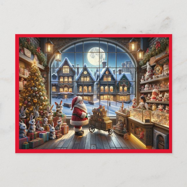 Sanda Claus at toy store Holiday Postcard (Front)