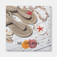 Sandals, Seashells and Starfish at the Beach