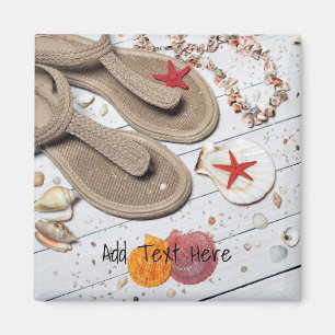 Sandals, Seashells and Starfish at the Beach Magnet