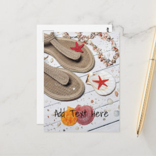 Sandals, Seashells and Starfish at the Beach Postcard
