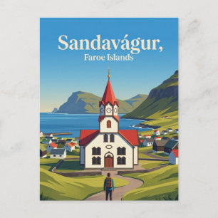 Sandavágur Church Faroe Islands Postcard