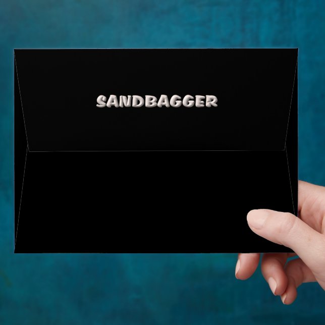 Sandbagger black standard envelopes back straight (Hand)