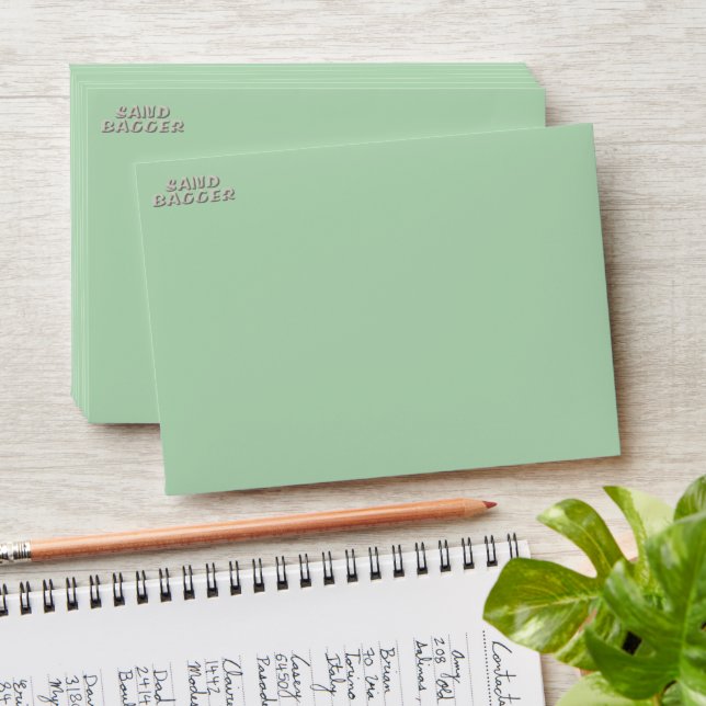 Sandbagger green small envelopes front 2 lines (Stacked)