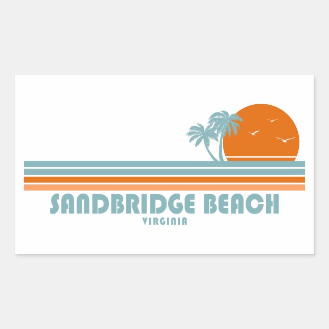 Sandbridge Beach Virginia Sun Palm Trees Rectangular Sticker (Front)
