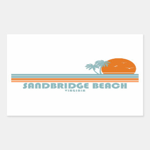 Sandbridge Beach Virginia Sun Palm Trees Rectangular Sticker