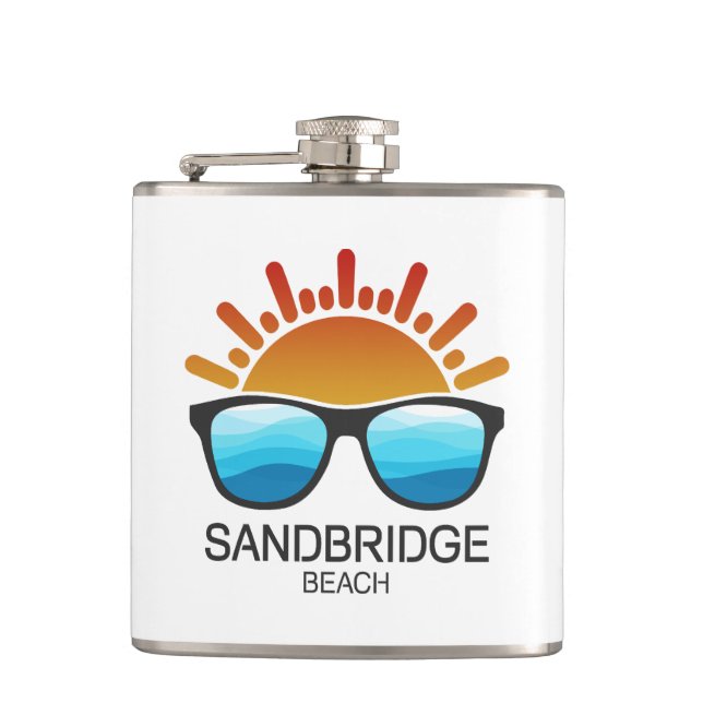 Sandbridge Beach Virginia Sunglasses Hip Flask (Front)