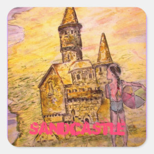 sandcastle art square sticker