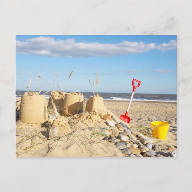 Sandcastle At Beach Postcard (Front)