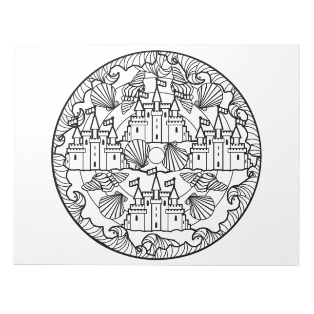 Sandcastle Beach Sea Mandala Colouring Book Pad (Front)