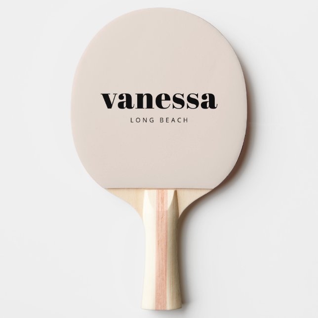 Sandcastle Pink Minimal Modern Classic Name Ping Pong Paddle (Front)