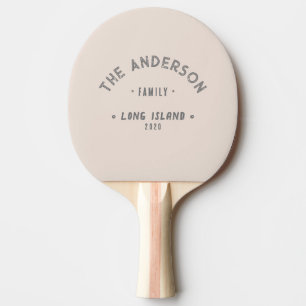 Sandcastle Pink Vintage Seaside Family Name Ping Pong Paddle