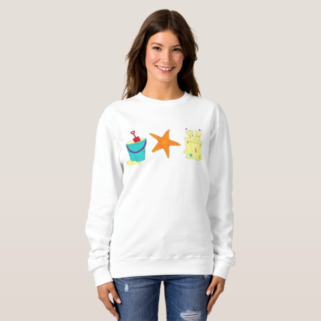 Sandcastle Sand Castle Starfish Pail Beach Ocean Sweatshirt (Front Full)