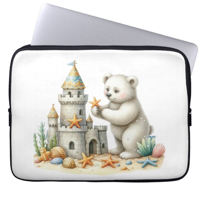 Sandcastles and teddy bears laptop sleeve (Front)