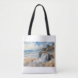Sandcut Coastal Waterfall, Tote Bag