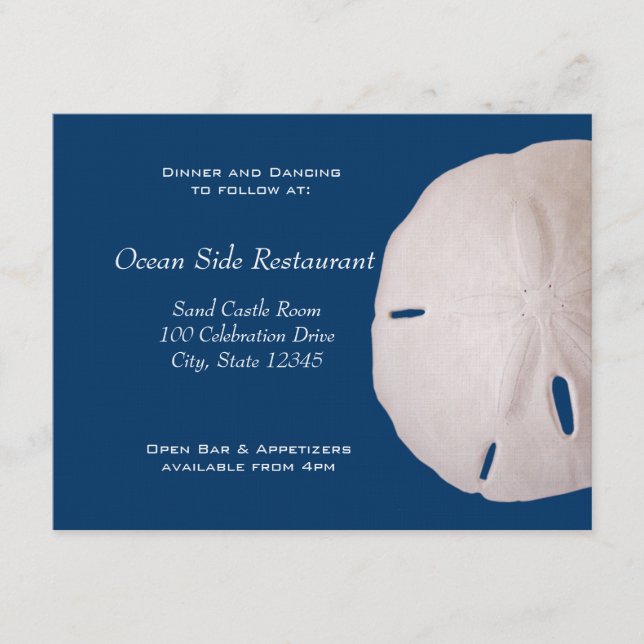 Sanddollar Wedding Reception Enclosure Card (Front)