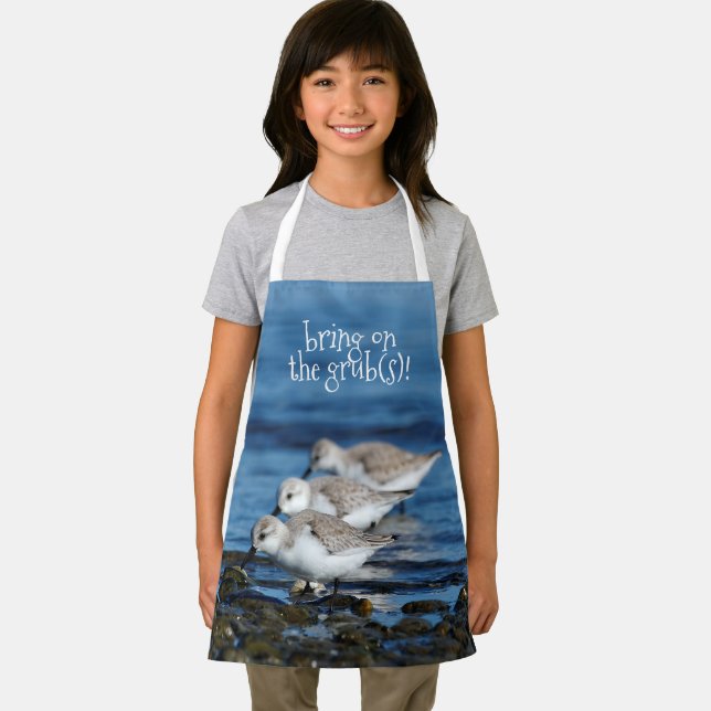 Sanderlings Feasting in Staggered Synchronicity Apron (Insitu)