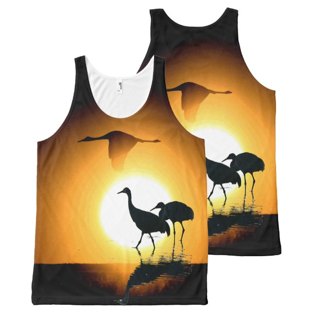 Sandhill Crane Birds Wildlife Animals Sun All-Over Print Singlet (Front and Back)