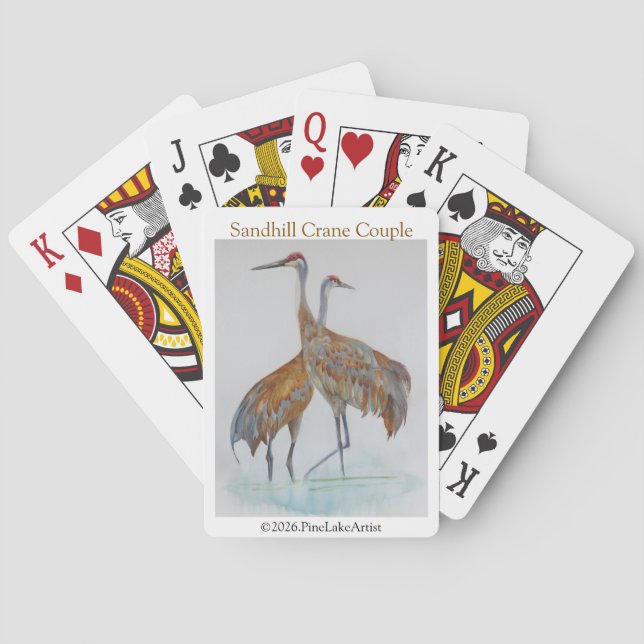 Sandhill Crane Couple Playing Cards (Back)