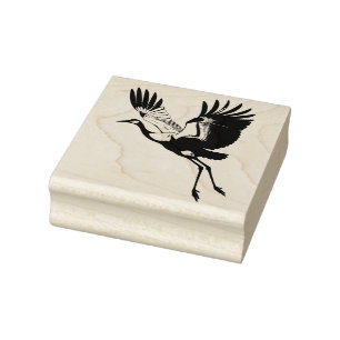 Sandhill Crane Flying in at the end of its journey Rubber Stamp