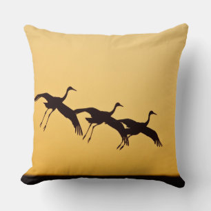 Sandhill Crane landing at sunset Cushion