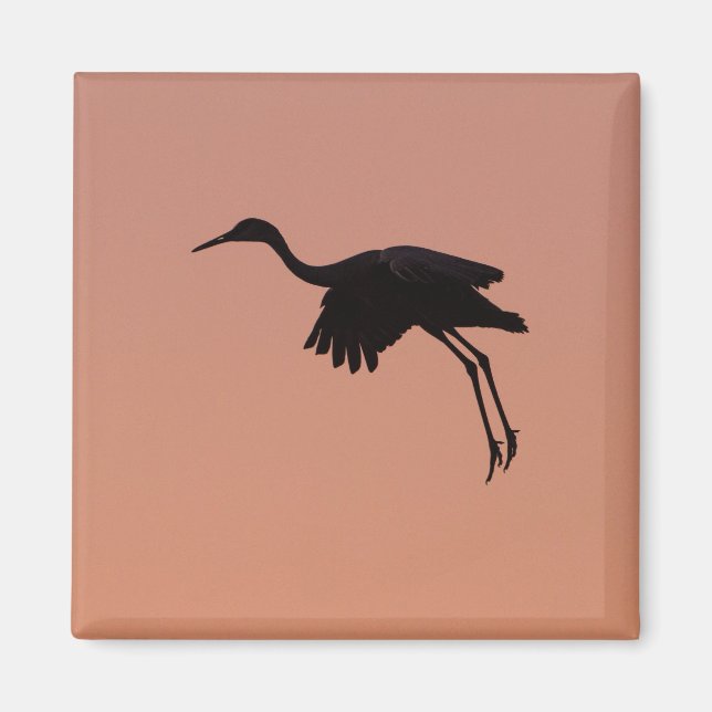 sandhill silhouette on a pink sunset sky magnet (Front)