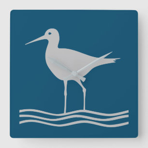 Sandpiper Bird Ocean Sea Square Wall Clock