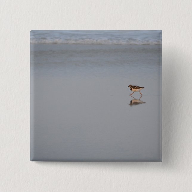 Sandpiper Running Along The Beach 15 Cm Square Badge (Front)