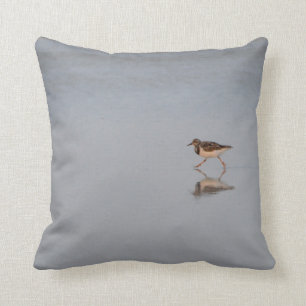 Sandpiper Running Along The Beach Cushion