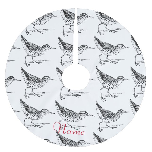 Sandpiper Shorebird Thunder_Cove Brushed Polyester Tree Skirt (Front)