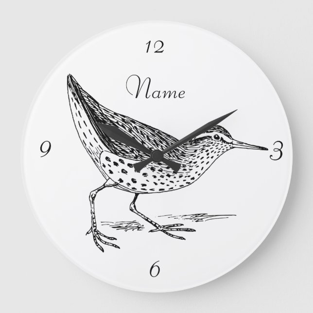 Sandpiper Shorebird Thunder_Cove Large Clock (Front)