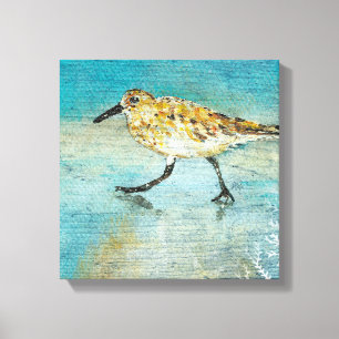 Sandpiper Wading Shorebird Weathered Look Canvas Print