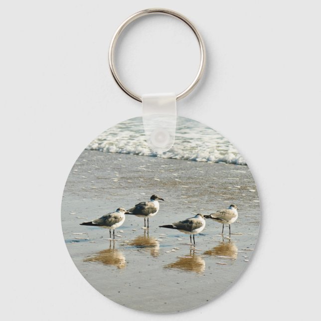 Sandpipers at the ocean's edge key ring (Front)