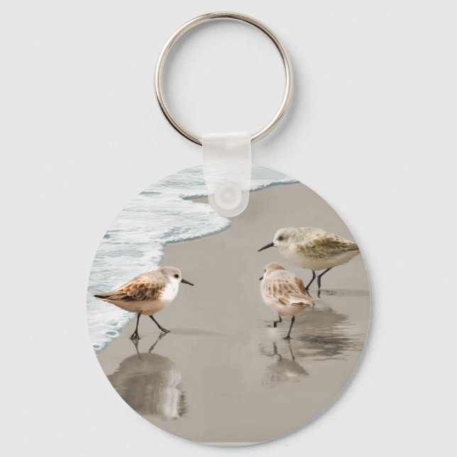 Sandpipers at the Shoreline Key Ring (Front)