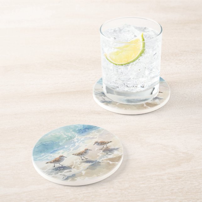 Sandpipers Beach Art Coaster (Side)