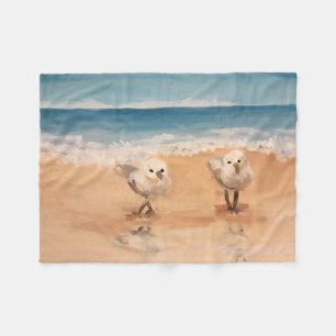 Sandpipers by the Sea Shore Fleece Blanket
