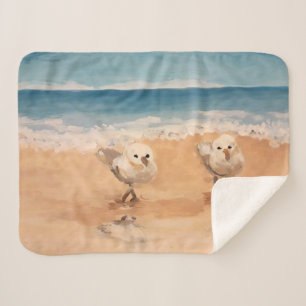 Sandpipers by the Sea Shore Sherpa Blanket