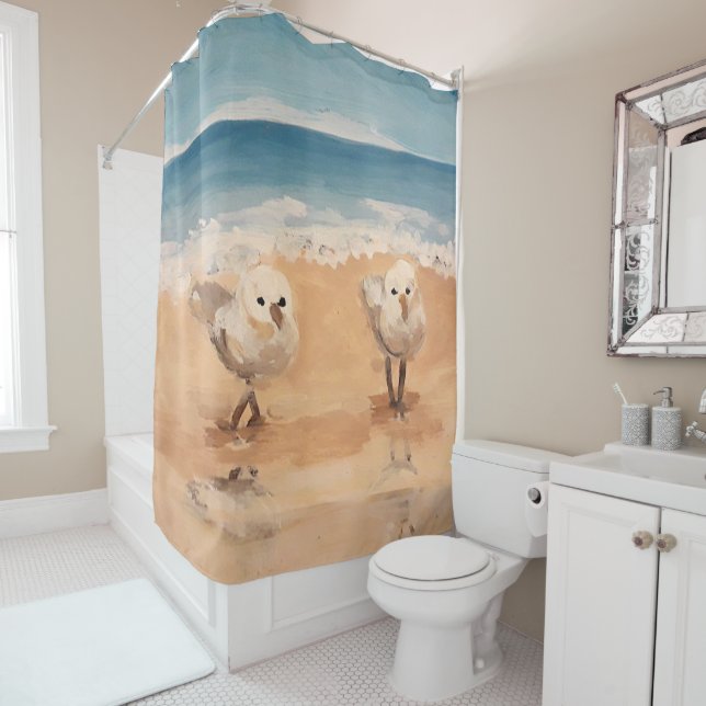 Sandpipers by the Sea Shore  Shower Curtain (In Situ)