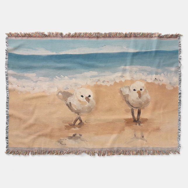 Sandpipers by the Sea Shore  Throw Blanket (Front)