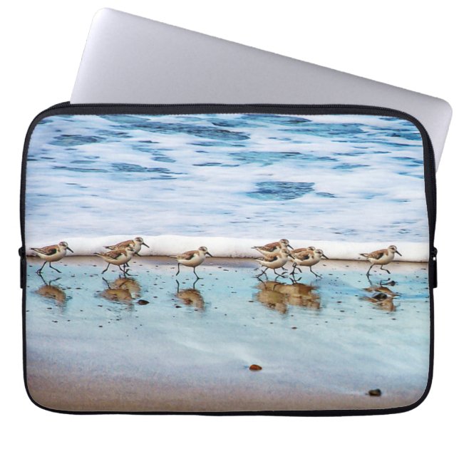 Sandpipers Running Along The Beach Laptop Sleeve (Front)